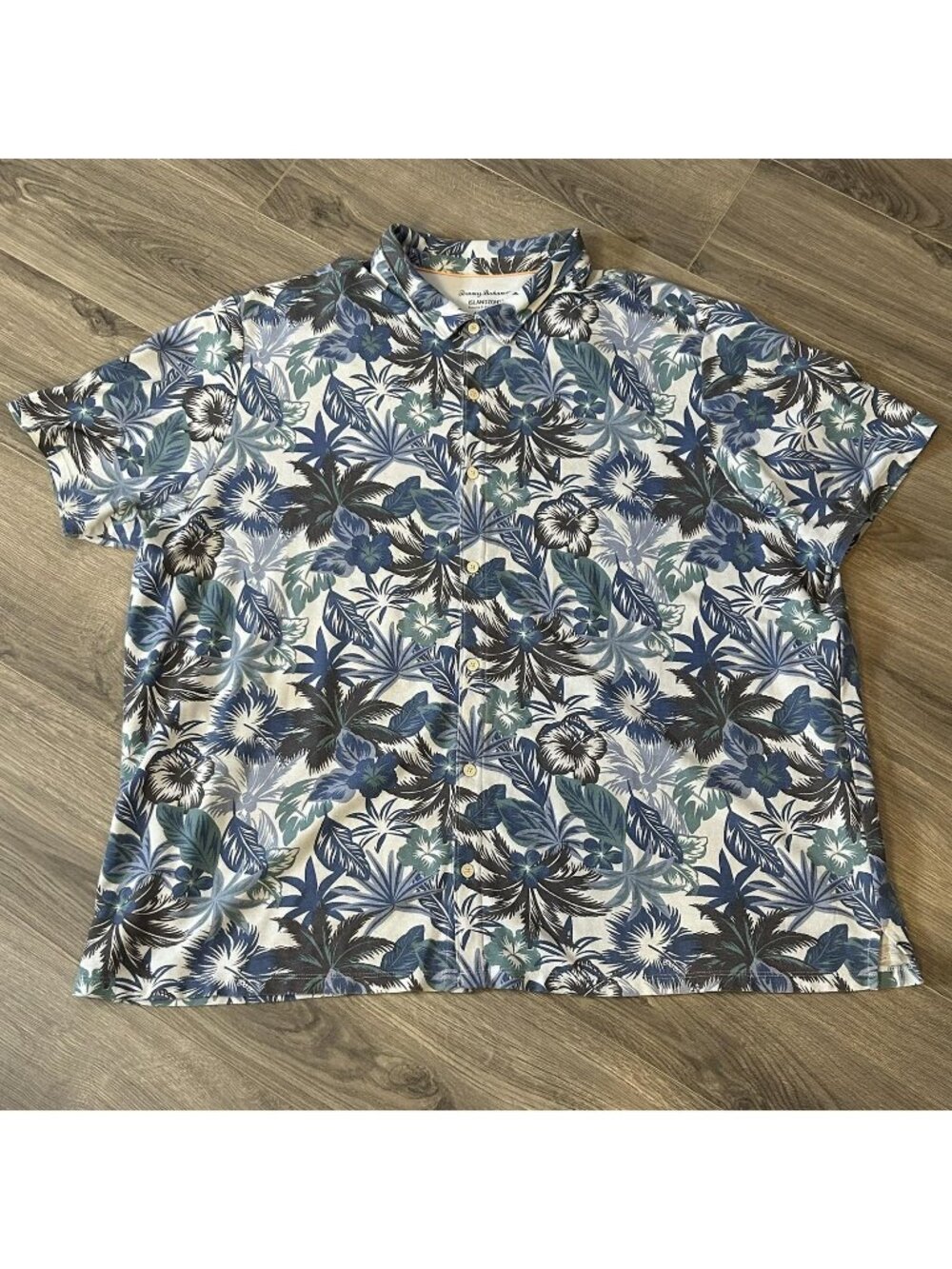 Tommy Bahama Shirt Mens 4XL Blue Floral IslandZone Hawaiian Aloha Button Up